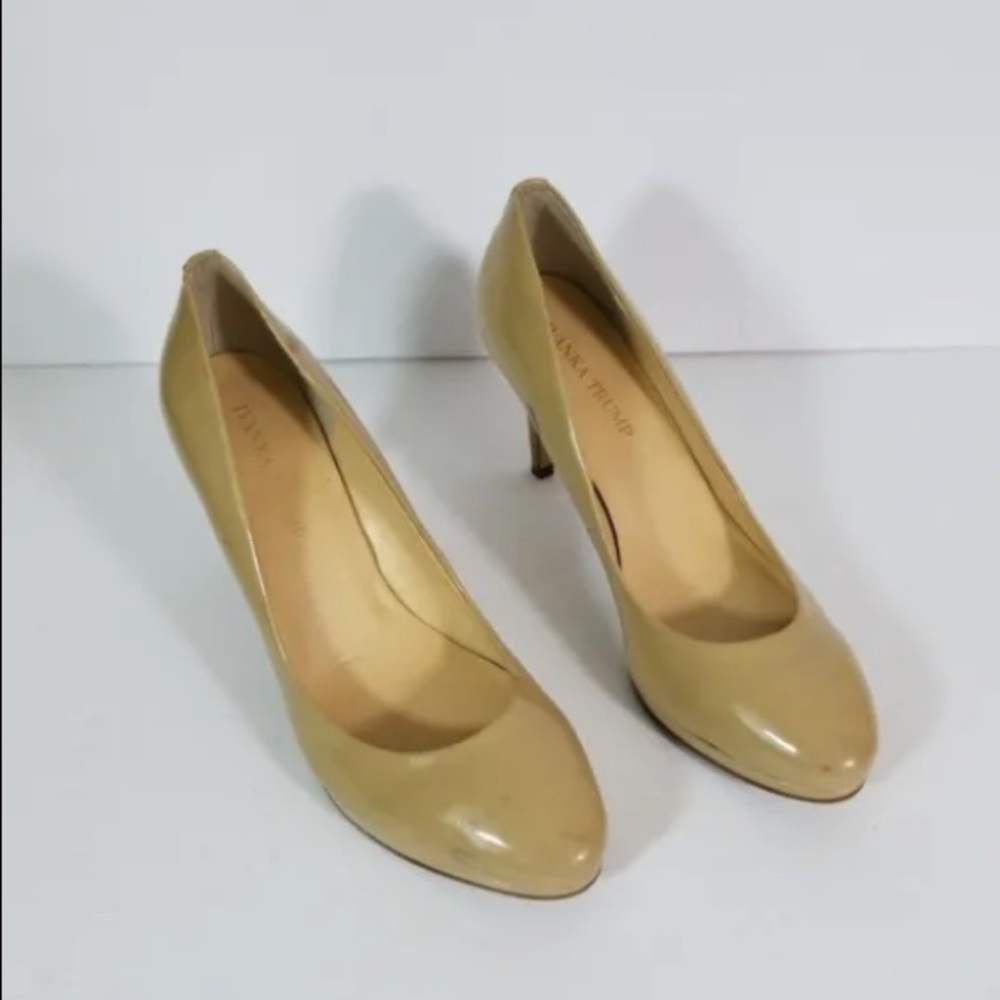 Ivanka TRUMP Nude Neutral Platform Stiletto Heel Leather Patent Pump
